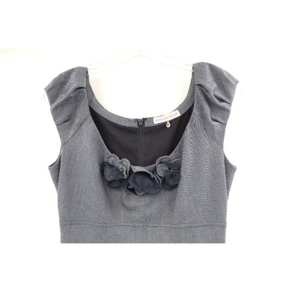 Rebecca Taylor Women's Size 6 Back Zip Cap Sleeve Floral Neck Sheath Dress Gray - Picture 2 of 14